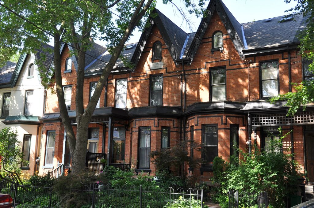 Victorian-era Bay-and-gable houses are a distinct architectural style of residence that is ubiquitous throughout the older neighbourhoods of Toronto.