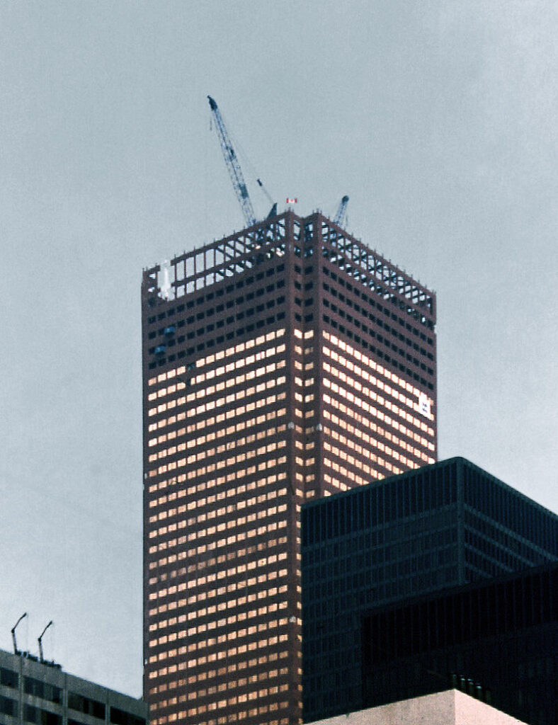 Construction of First Canadian Place, the operational headquarters of the Bank of Montreal, in 1975